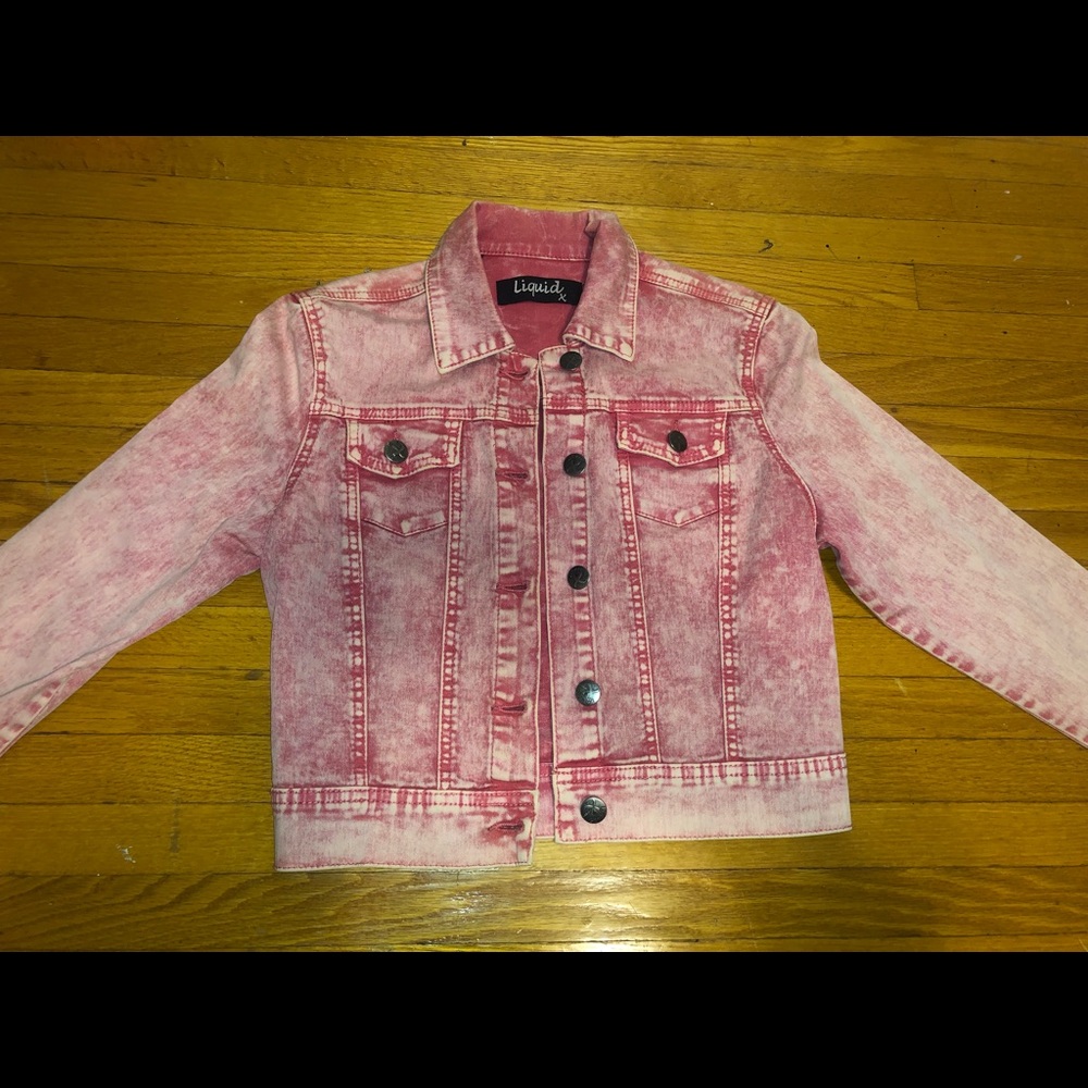 Acid Wash Pink Denim Jacket